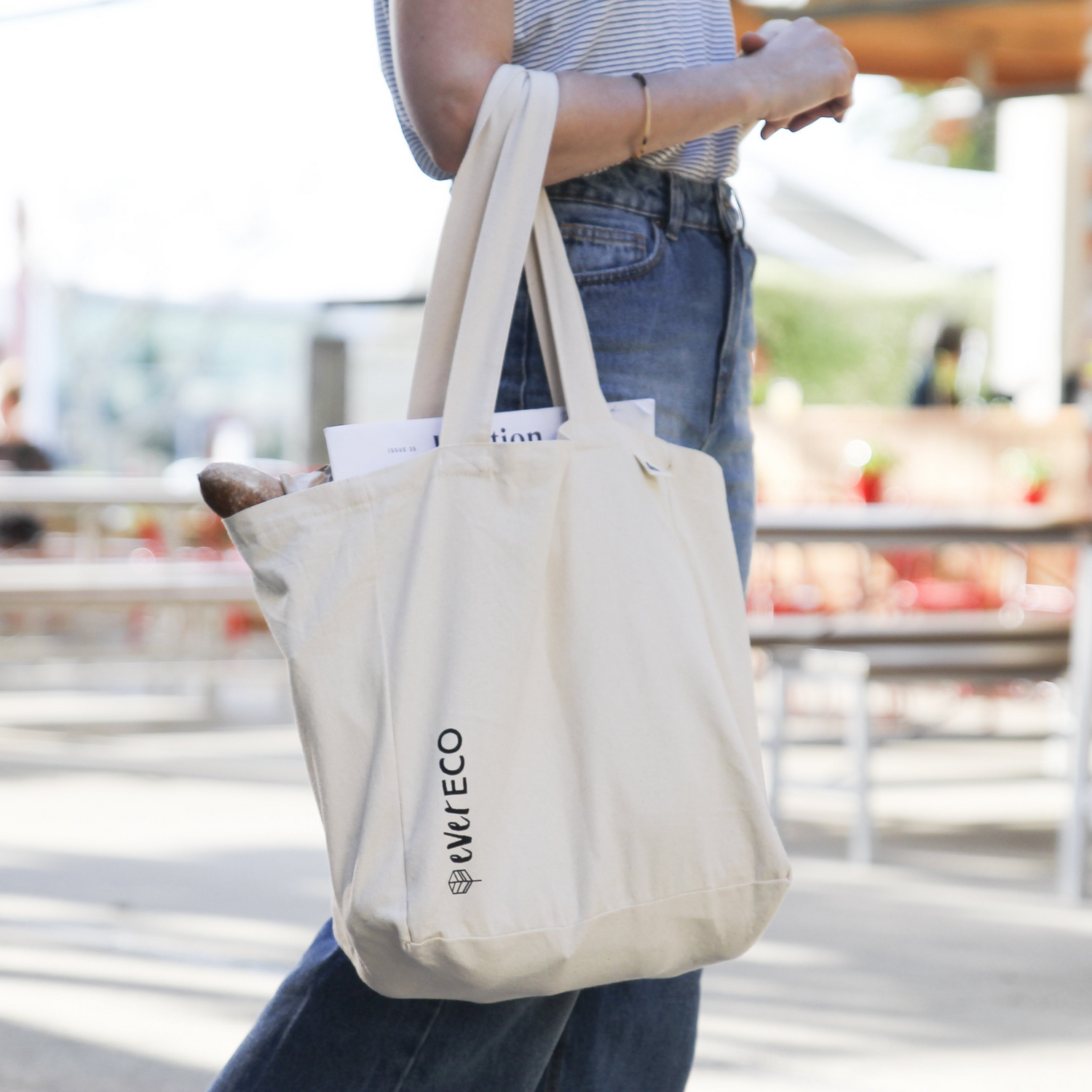 Ever Eco Organic Canvas Tote Bag with Pockets