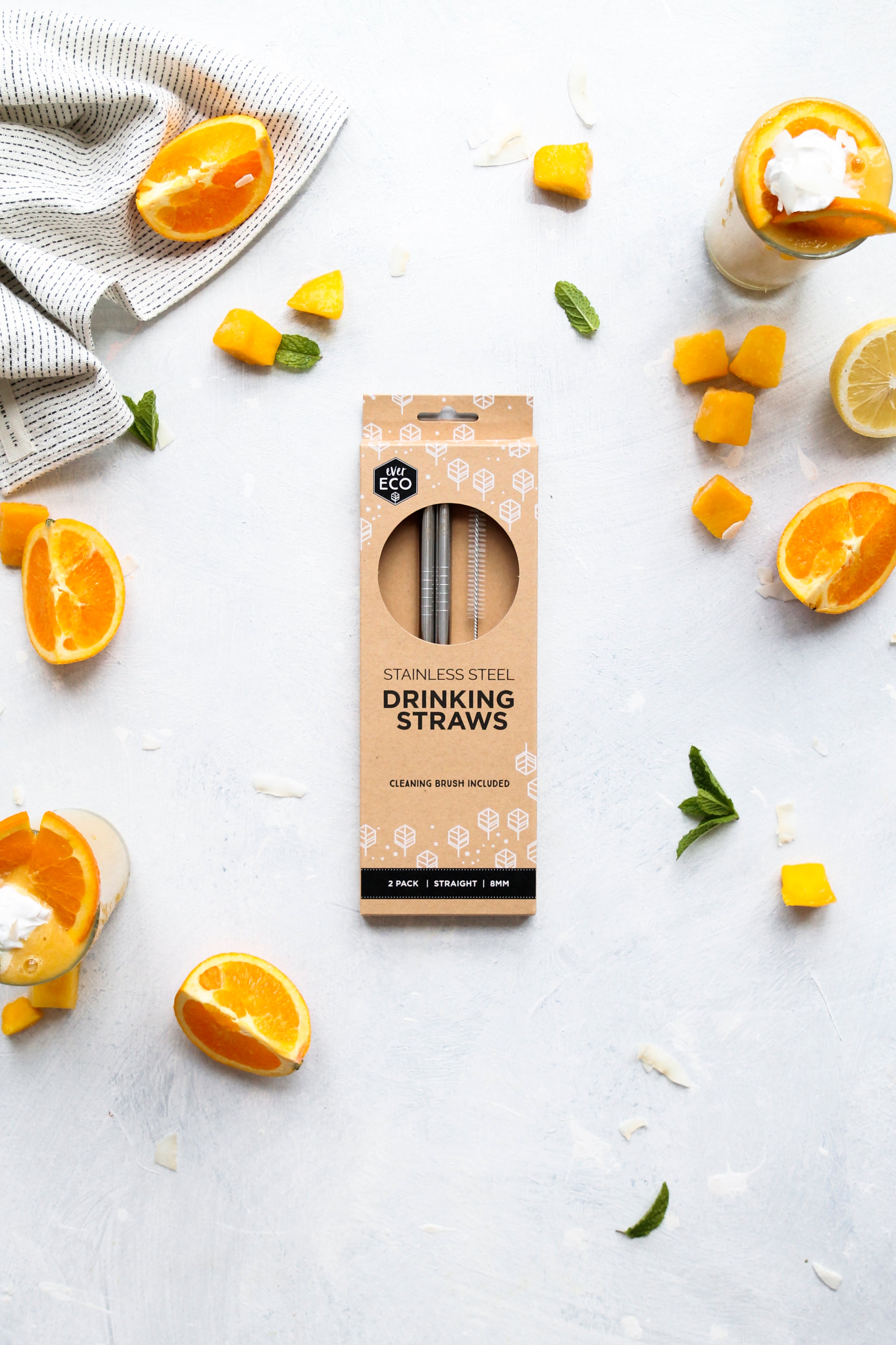Ever Eco Stainless Steel Straws Straight - 2 Pack