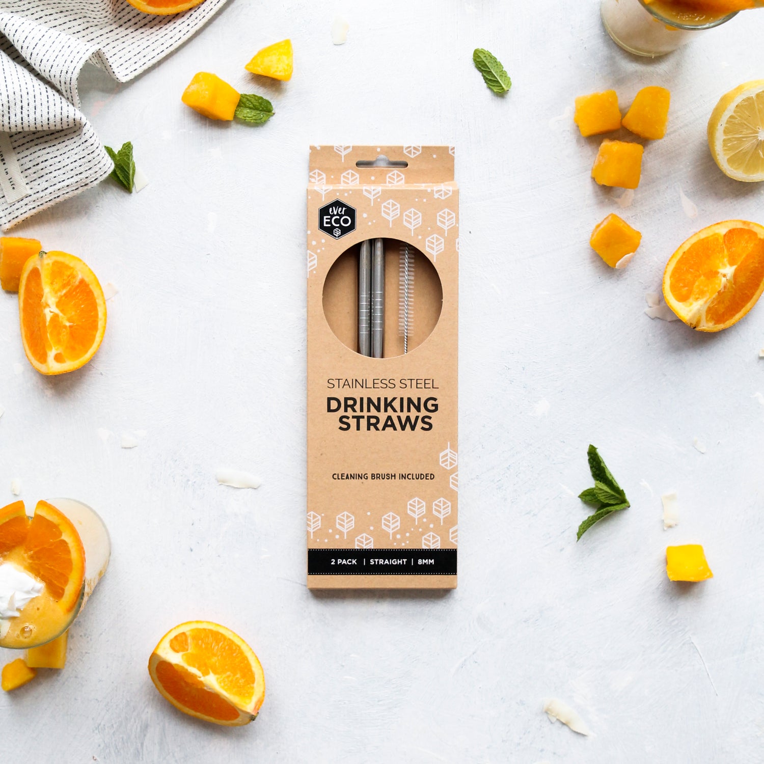 Ever Eco Stainless Steel Straws Straight - 2 Pack