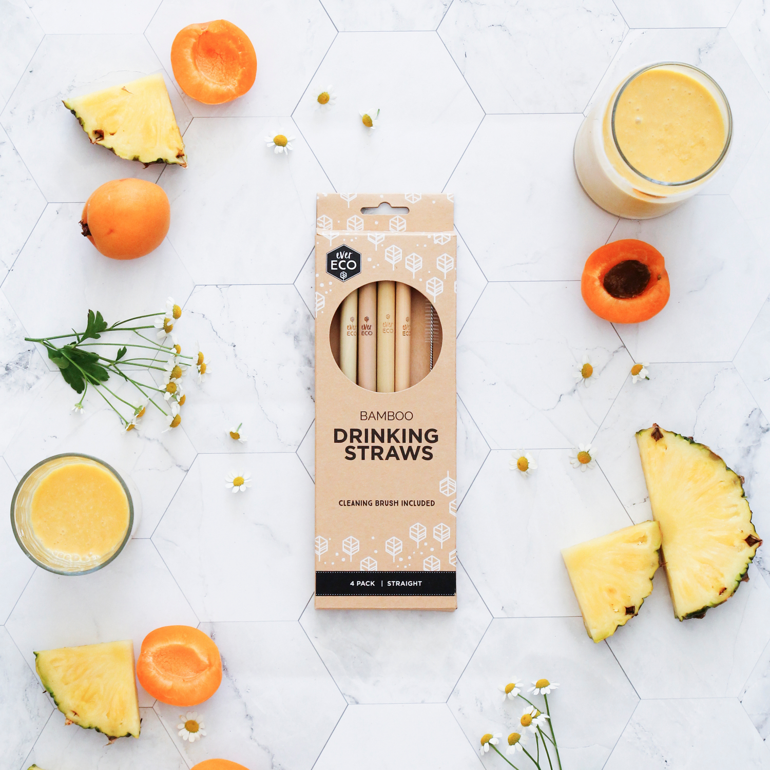 Ever Eco Bamboo Straws - 4 Pack