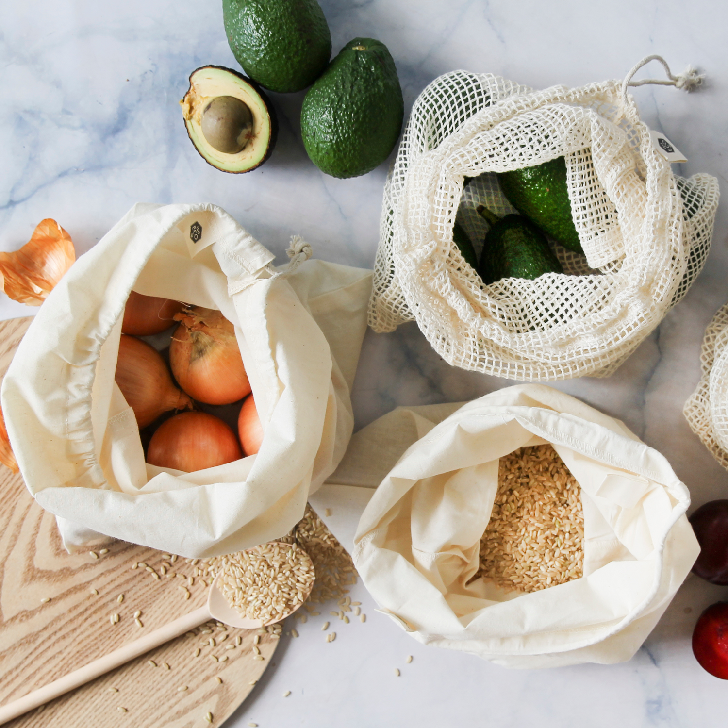 Ever Eco Organic Cotton Muslin Produce Bags - 4 Pack