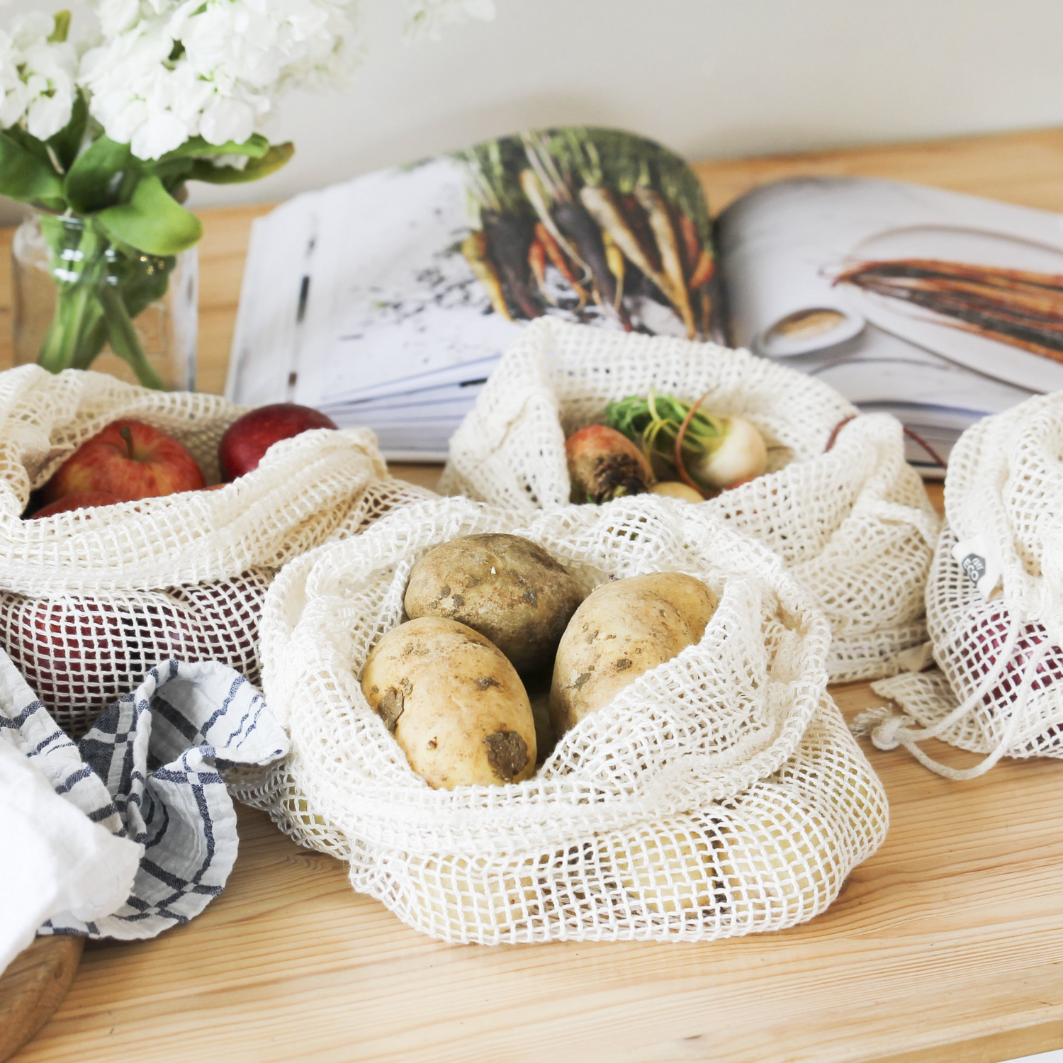 Ever Eco Organic Cotton Mixed Set Produce Bags - 4 Pack
