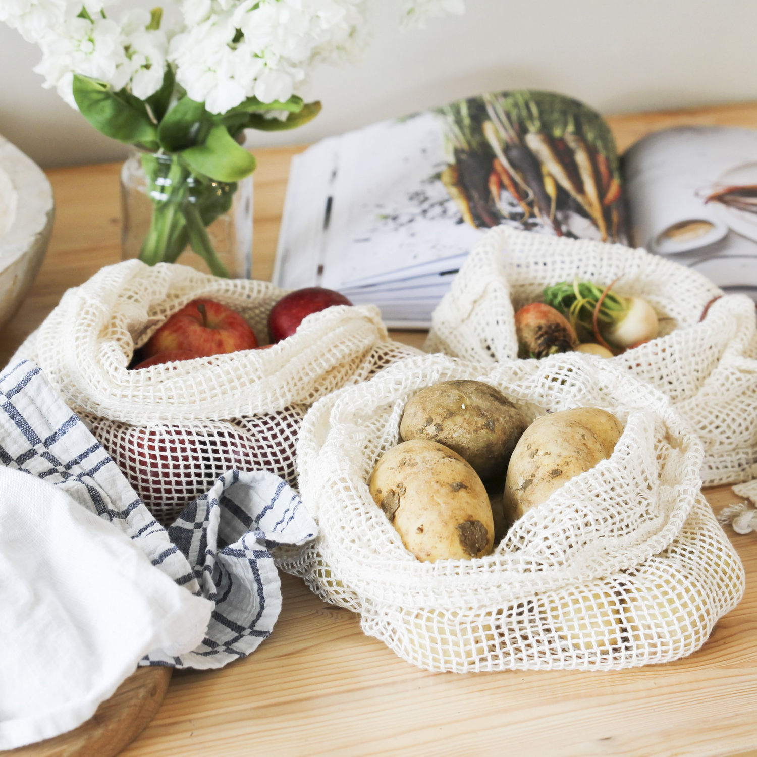 Ever Eco Organic Cotton Net Produce Bags - 4 Pack