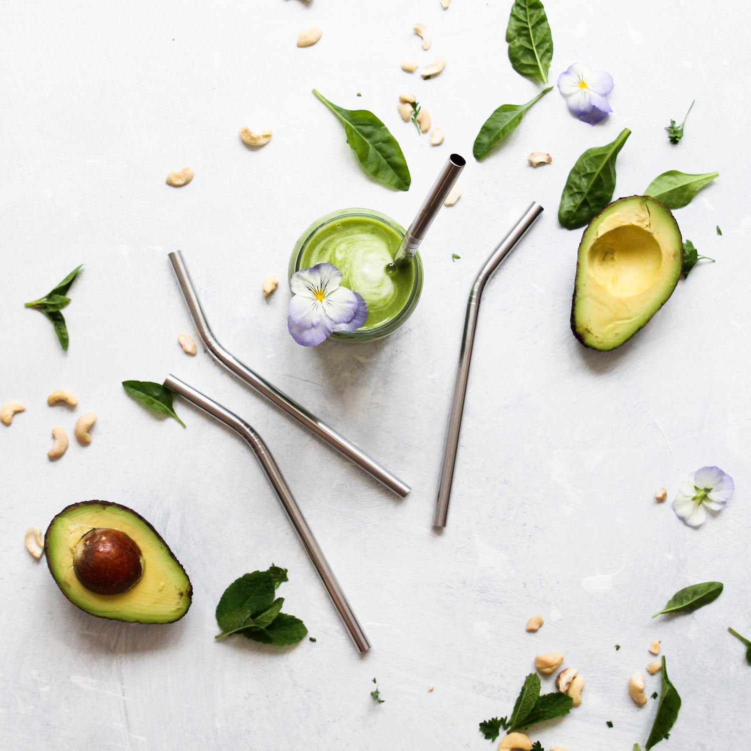 Ever Eco Stainless Steel Smoothie Straws Bent - 4 Pack