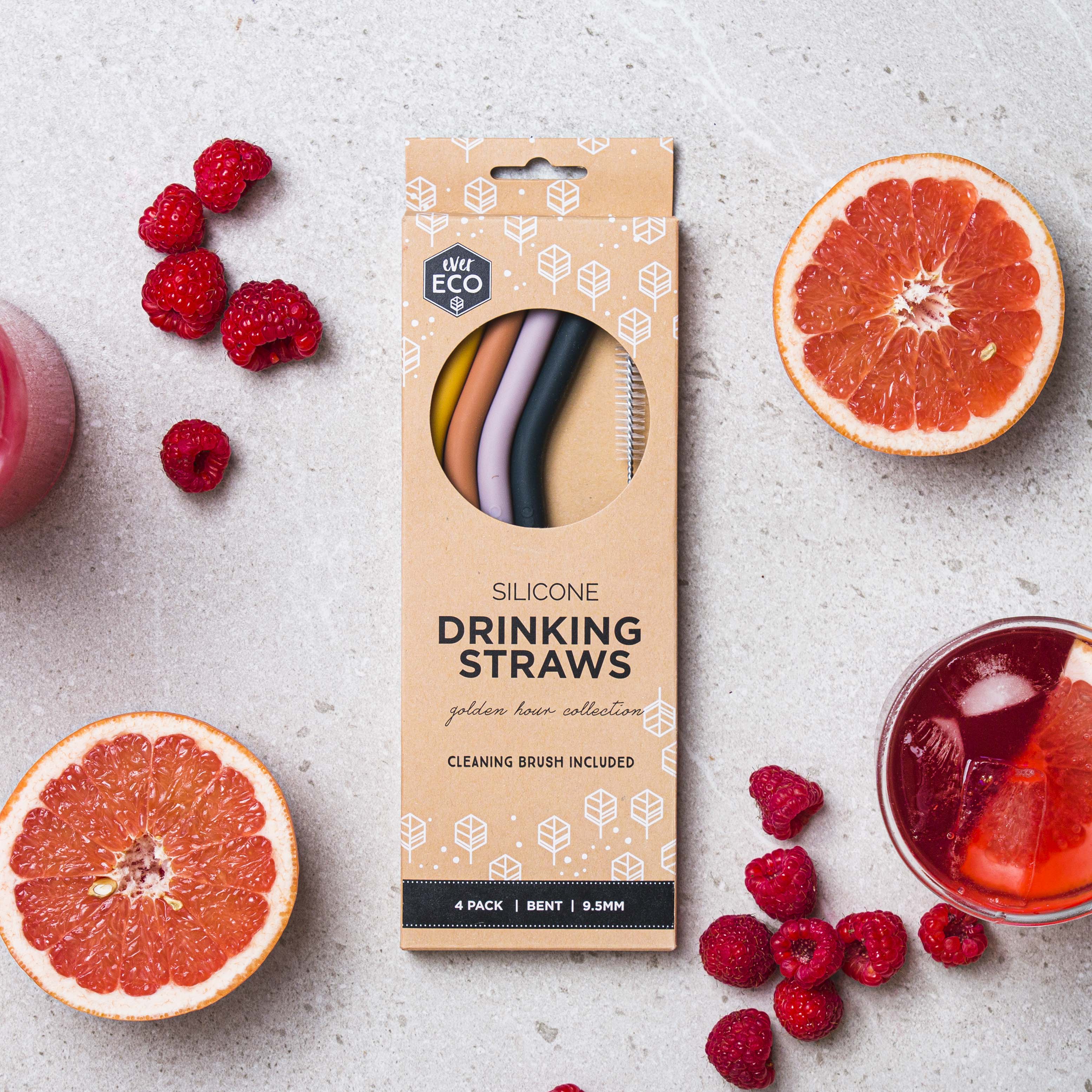 Ever Eco Silicone Straws Golden Hour Bent - 4 Pack