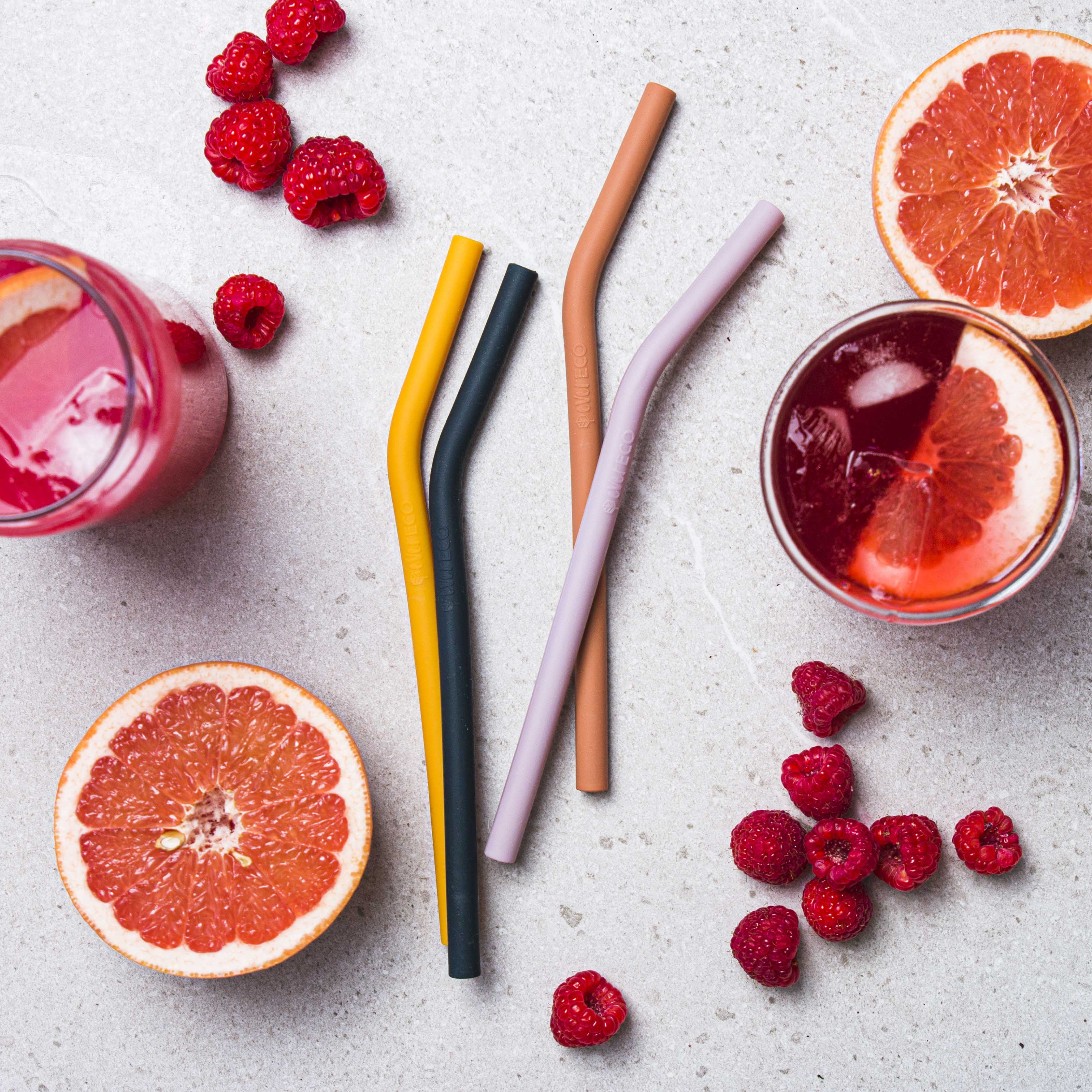 Ever Eco Silicone Straws Golden Hour Bent - 4 Pack