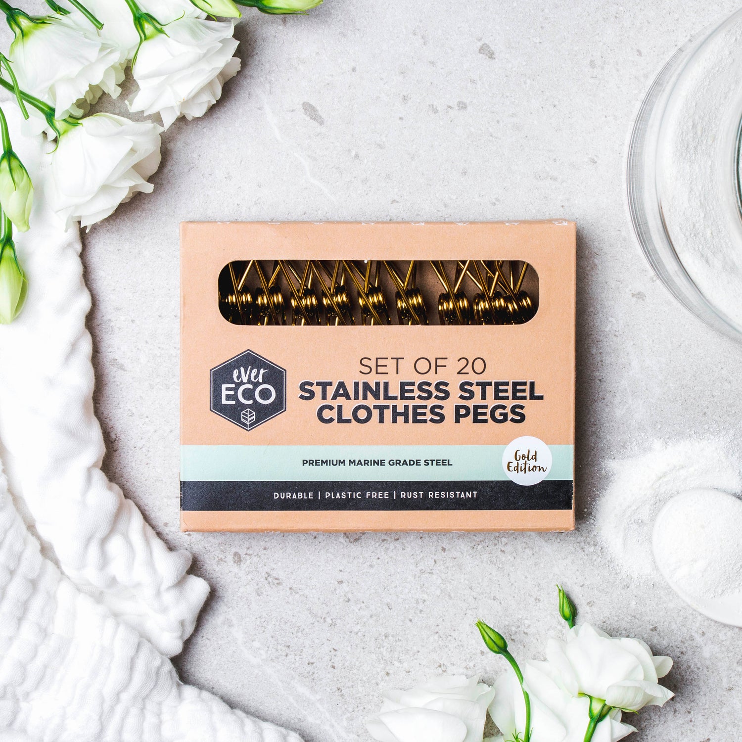 Ever Eco Gold Clothes Pegs - 20 Pack