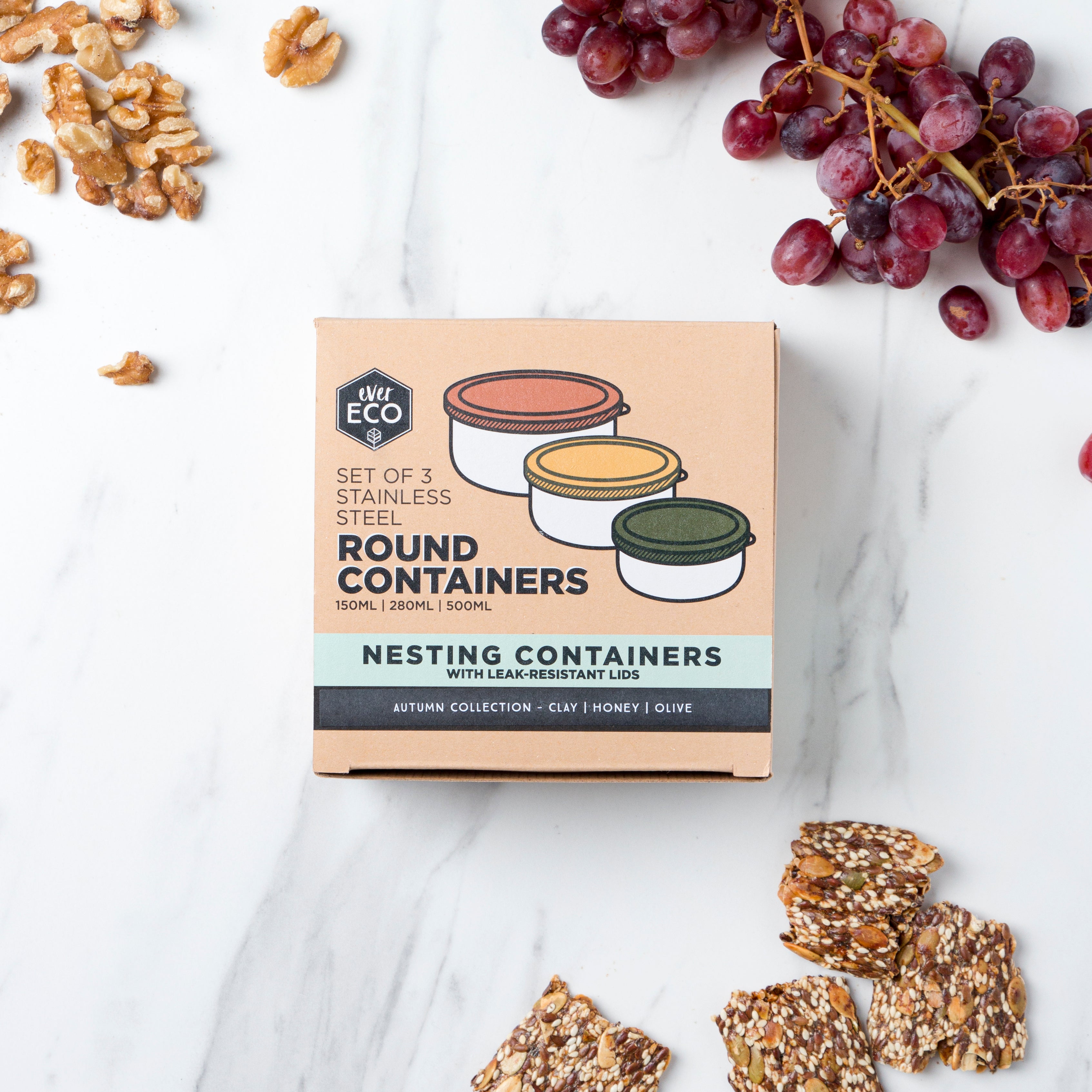 Ever Eco Round Nesting Containers Autumn Collection - 3 Piece Set