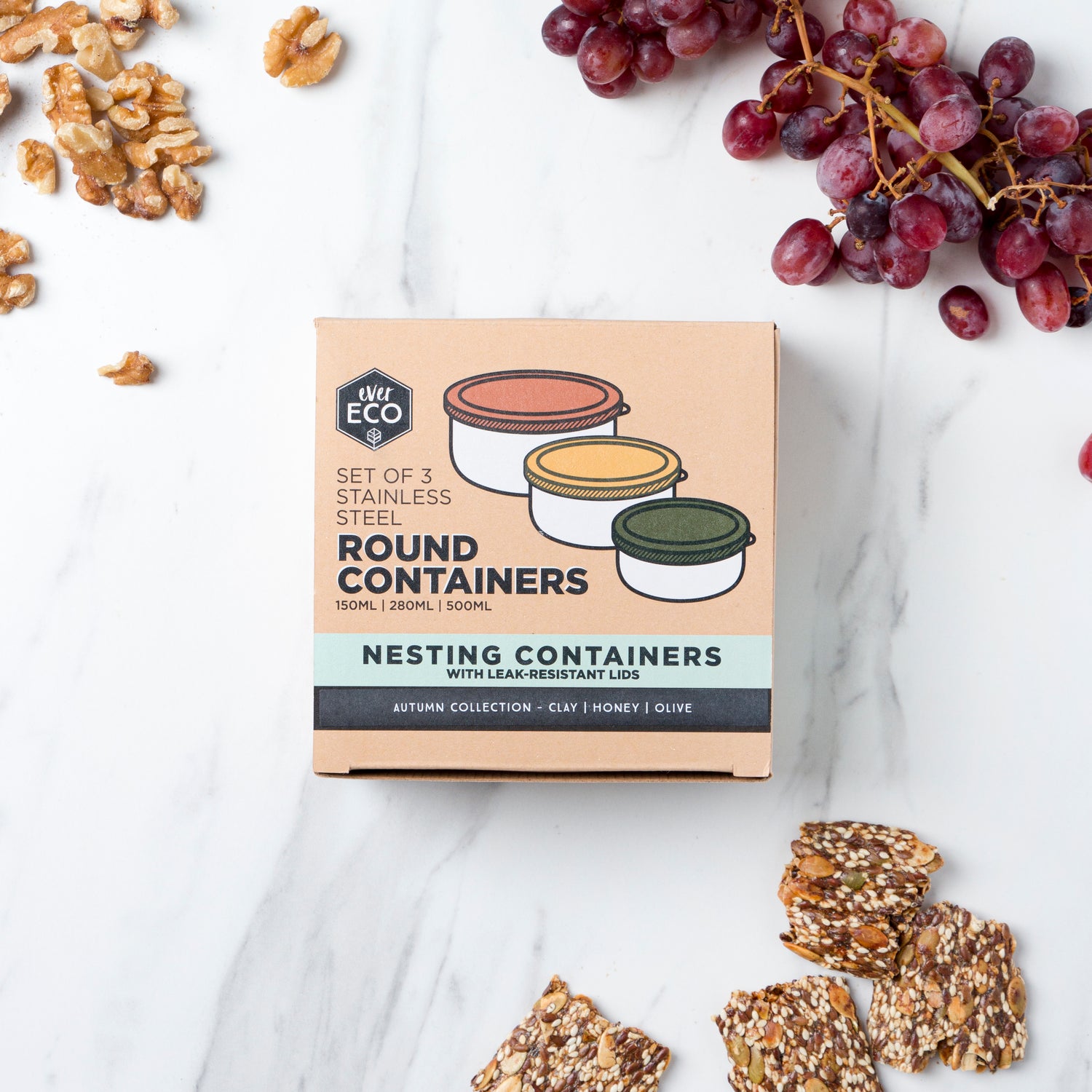 Ever Eco Round Nesting Containers Autumn Collection - 3 Piece Set