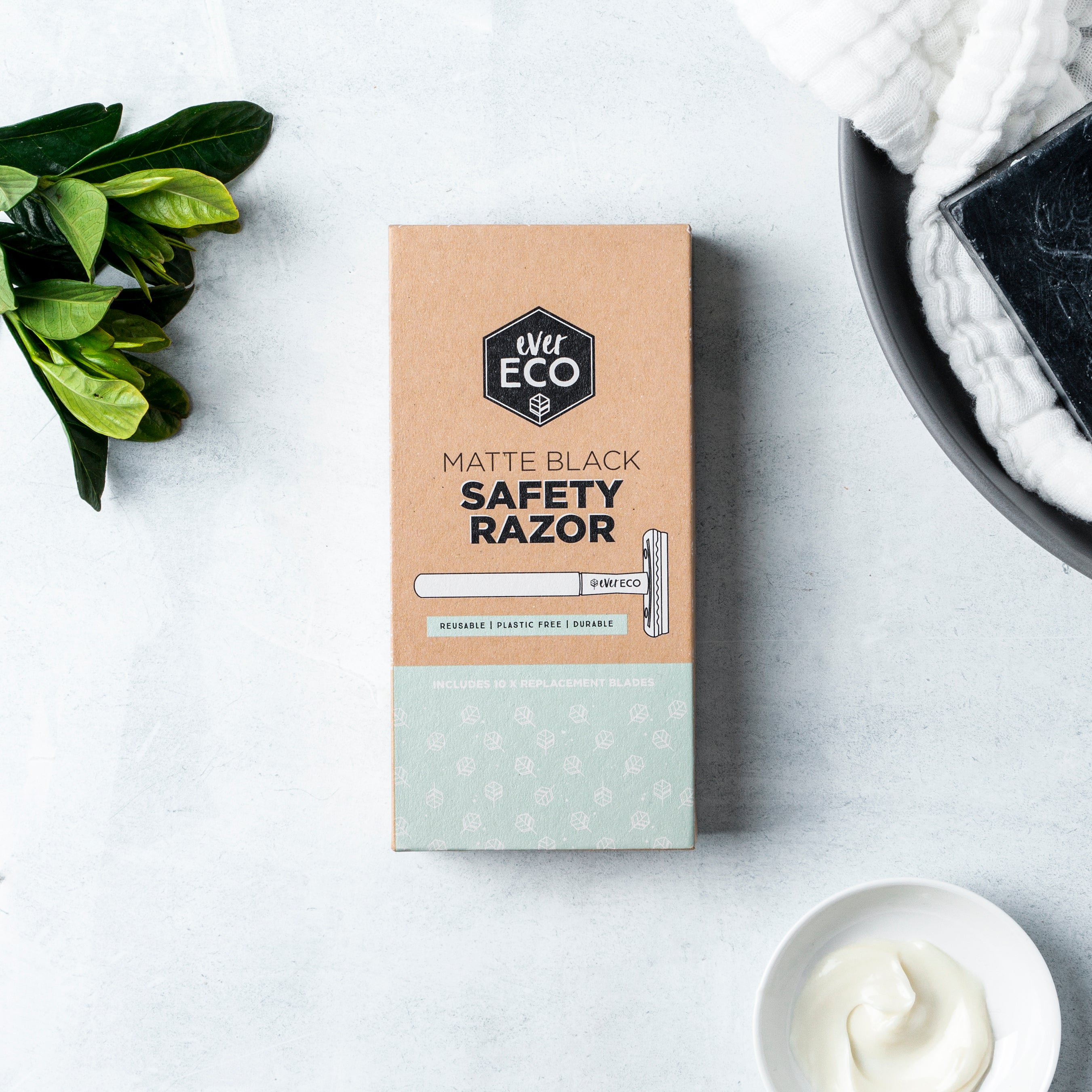 Ever Eco Matte Black Safety Razor with Replacement Blades