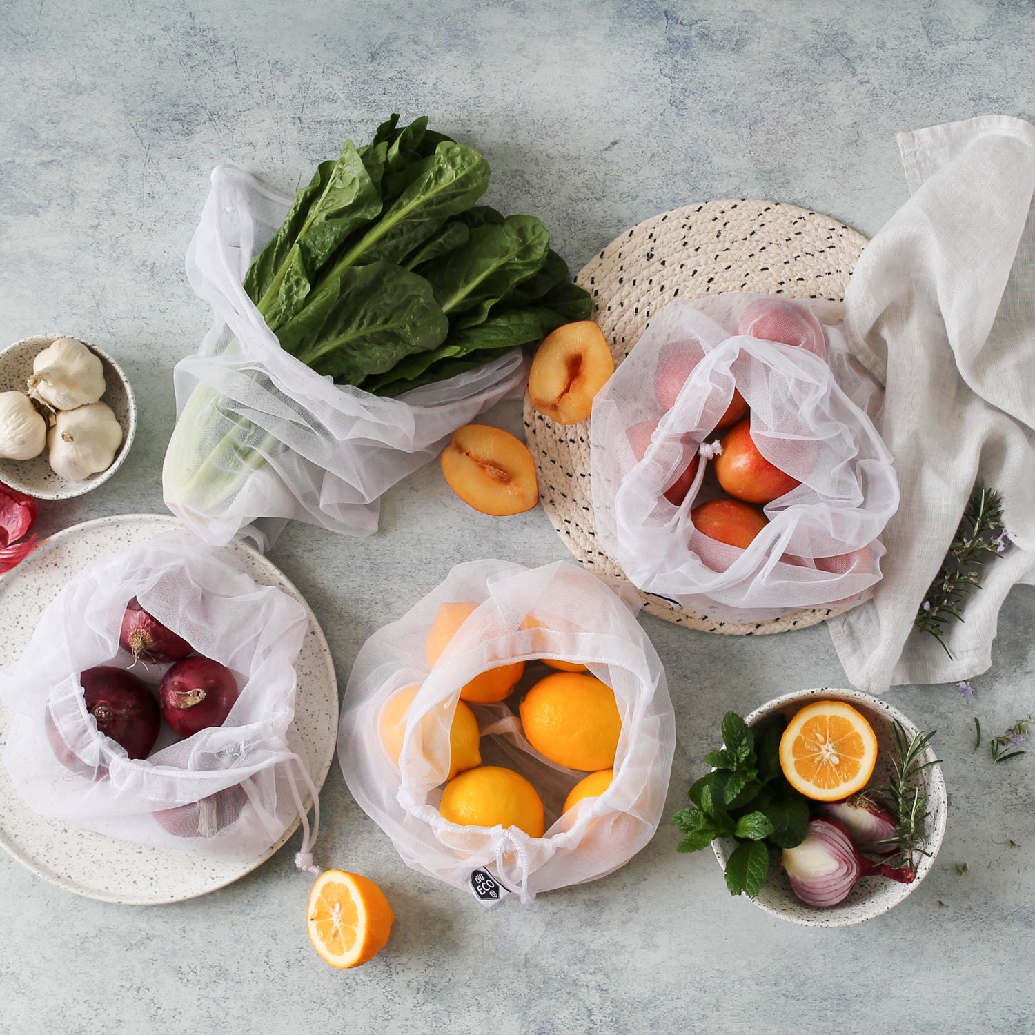 Ever Eco Reusable Produce Bags RPET Mesh - 8 Pack