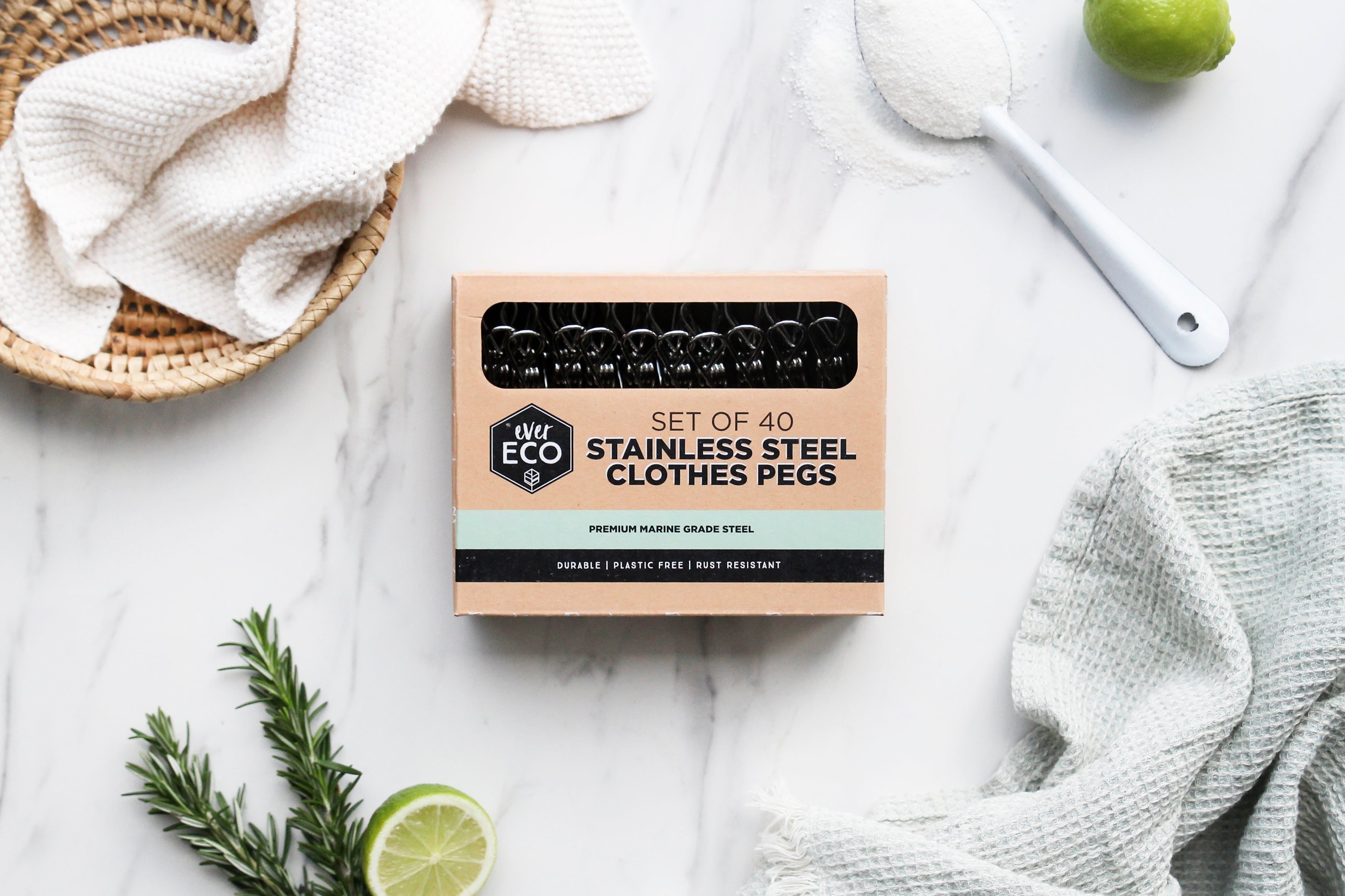 Ever Eco Stainless Steel Clothes Pegs - 40 Pack