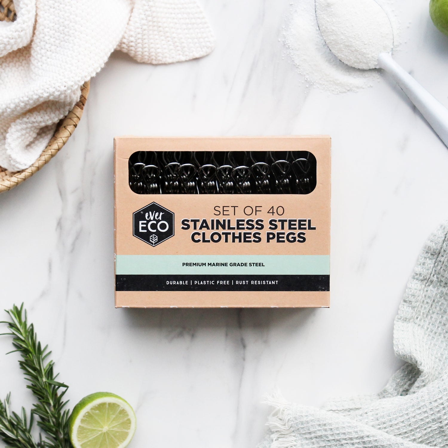 Ever Eco Stainless Steel Clothes Pegs - 40 Pack