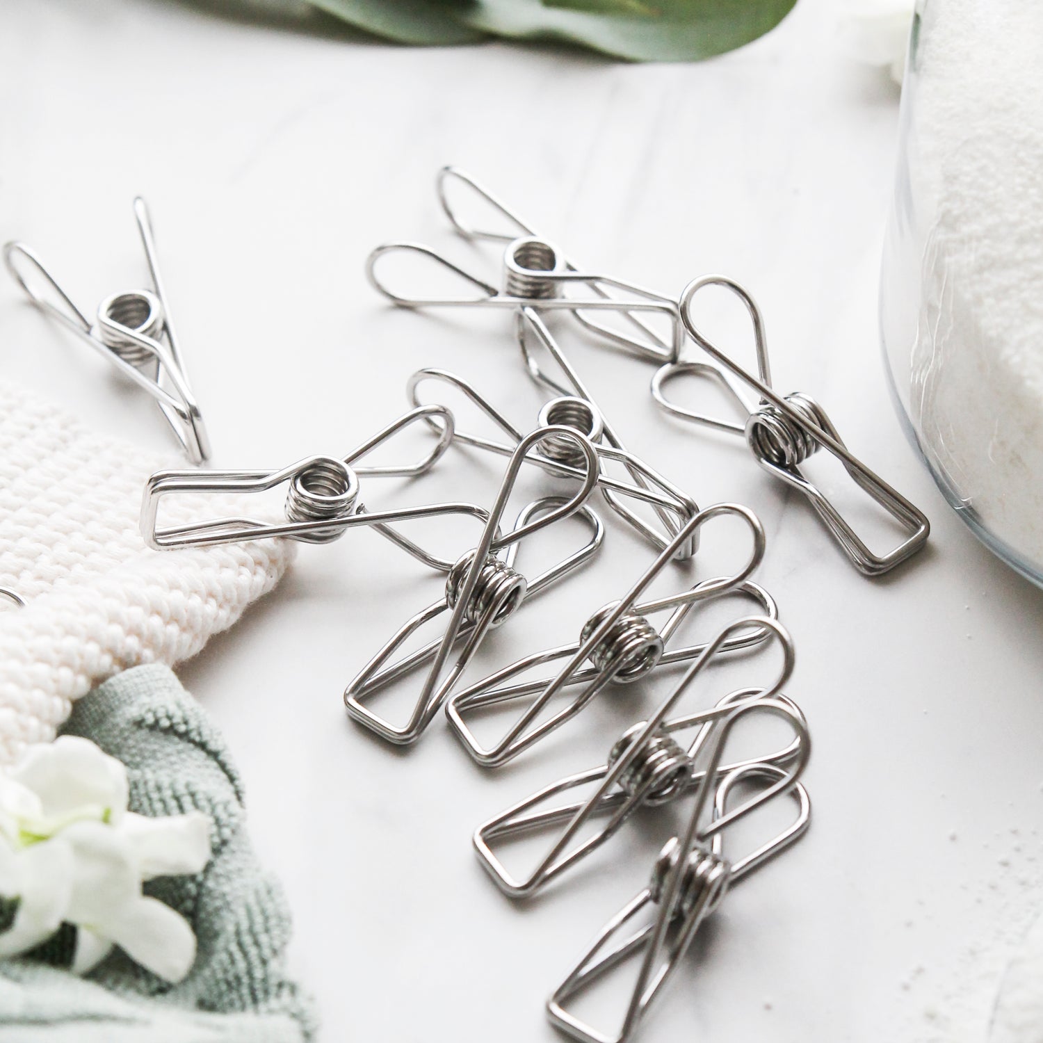 Ever Eco Stainless Steel Clothes Pegs - 60 Pack + Organic Cotton Bag