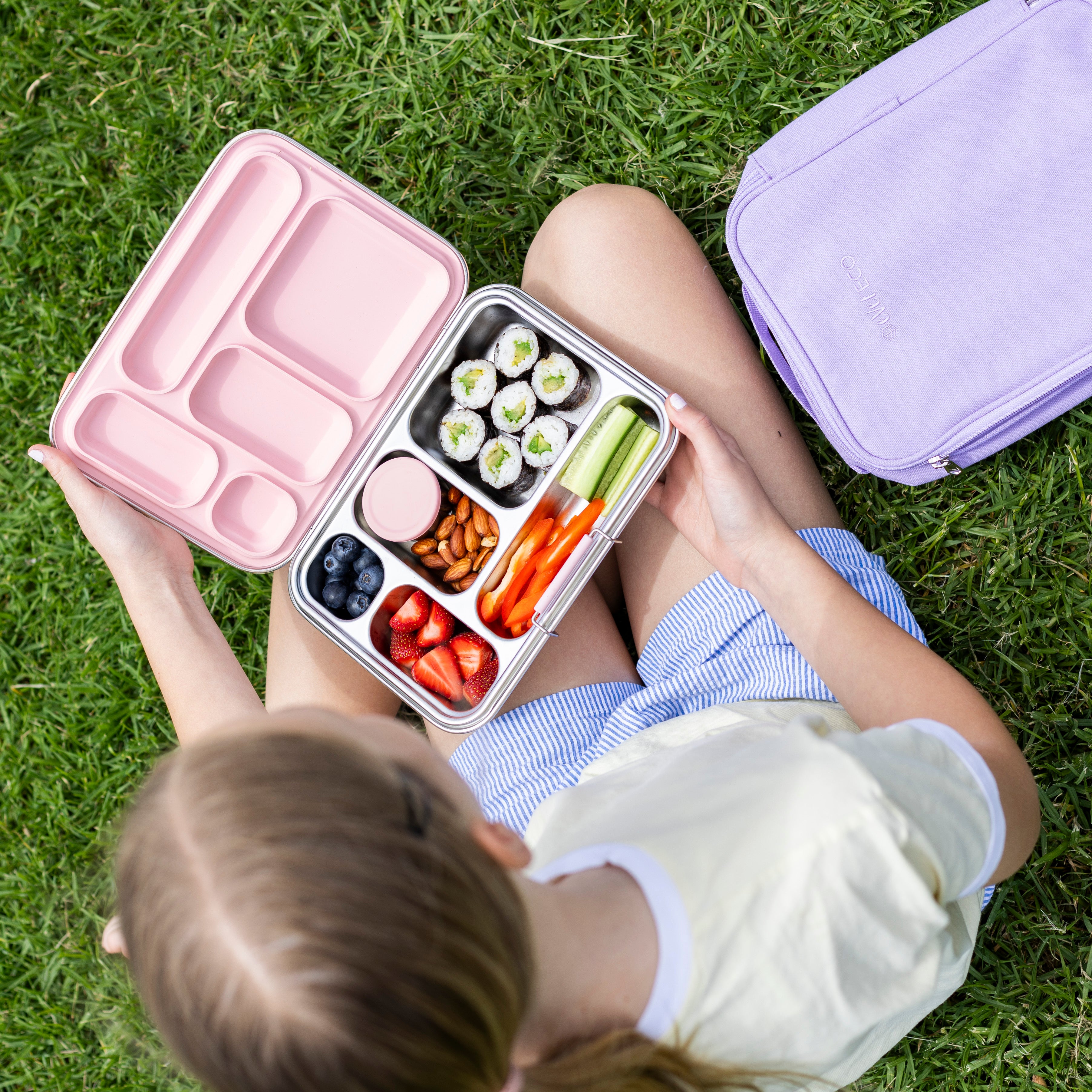 5 Compartment Stainless Steel Bento Box - Sorbet