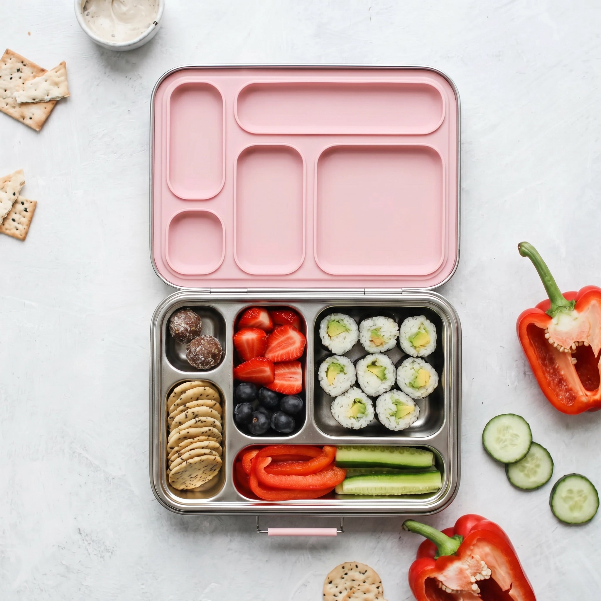 5 Compartment Stainless Steel Bento Box - Sorbet
