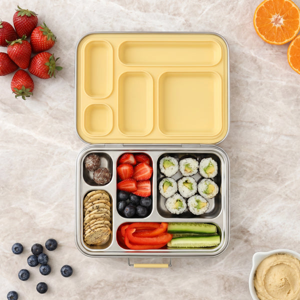 5 Compartment Stainless Steel Bento Box - Buttercup