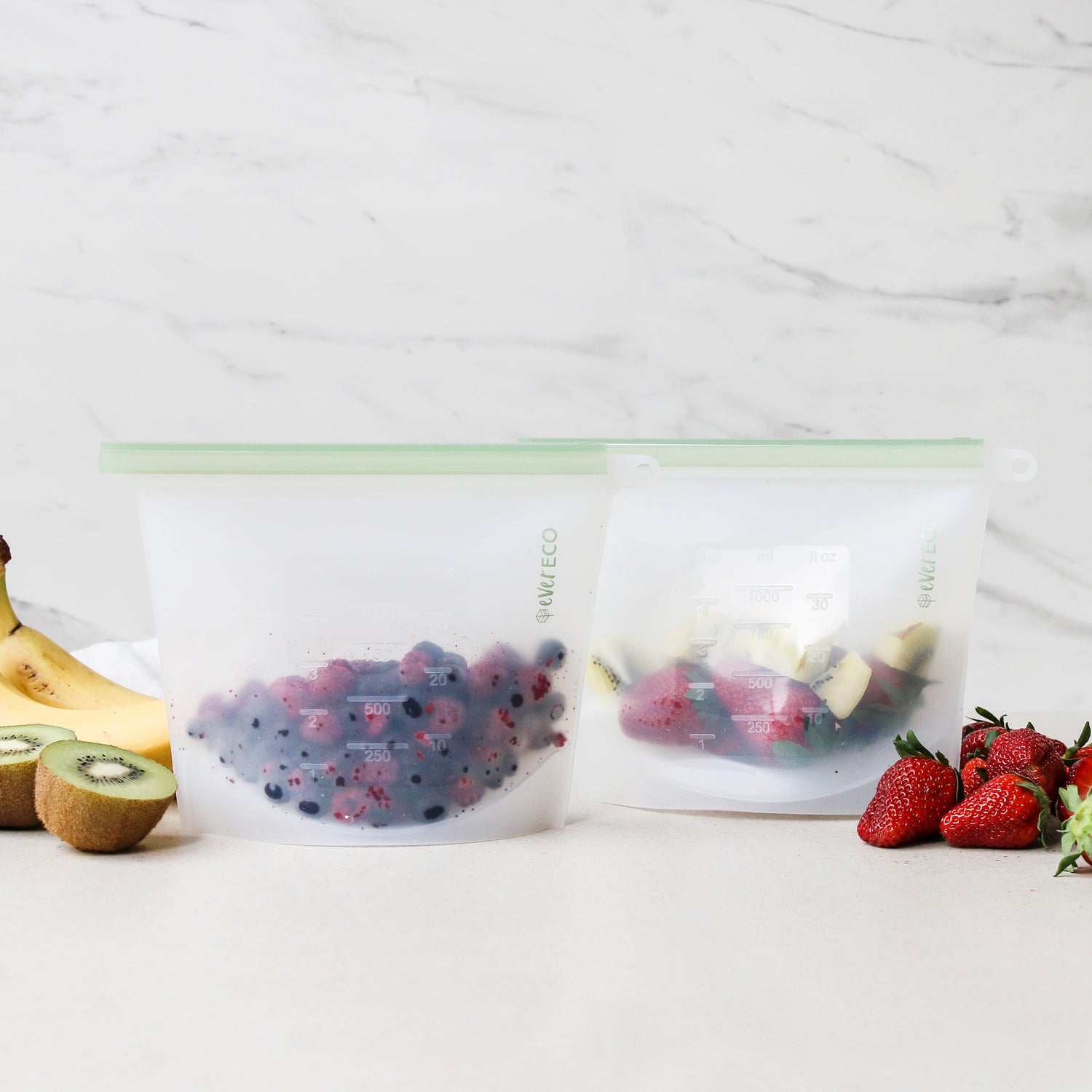 Ever Eco Reusable Silicone Food Pouches - 2 x 1L