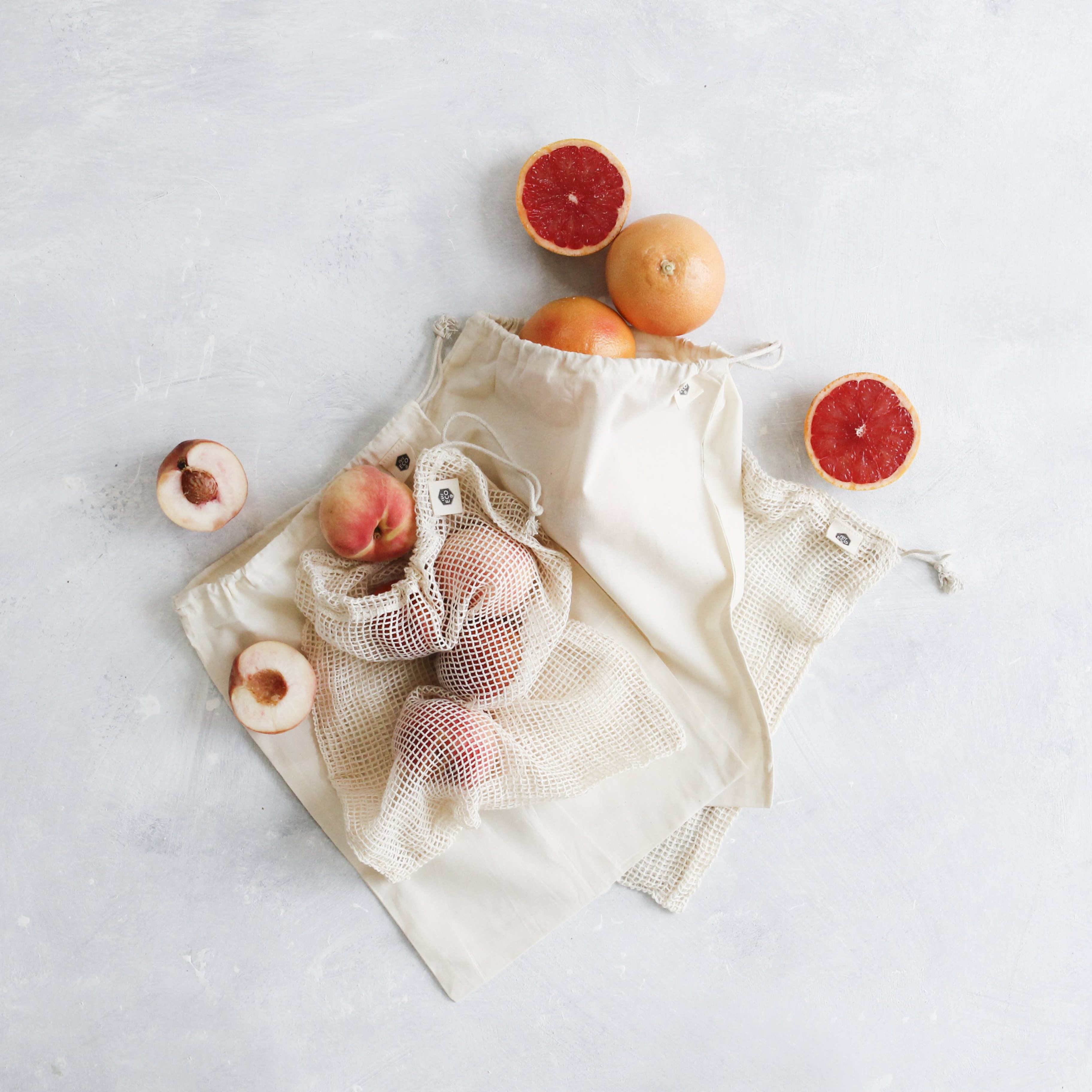 Organic Cotton Mixed Set Produce Bags - 4 Pack