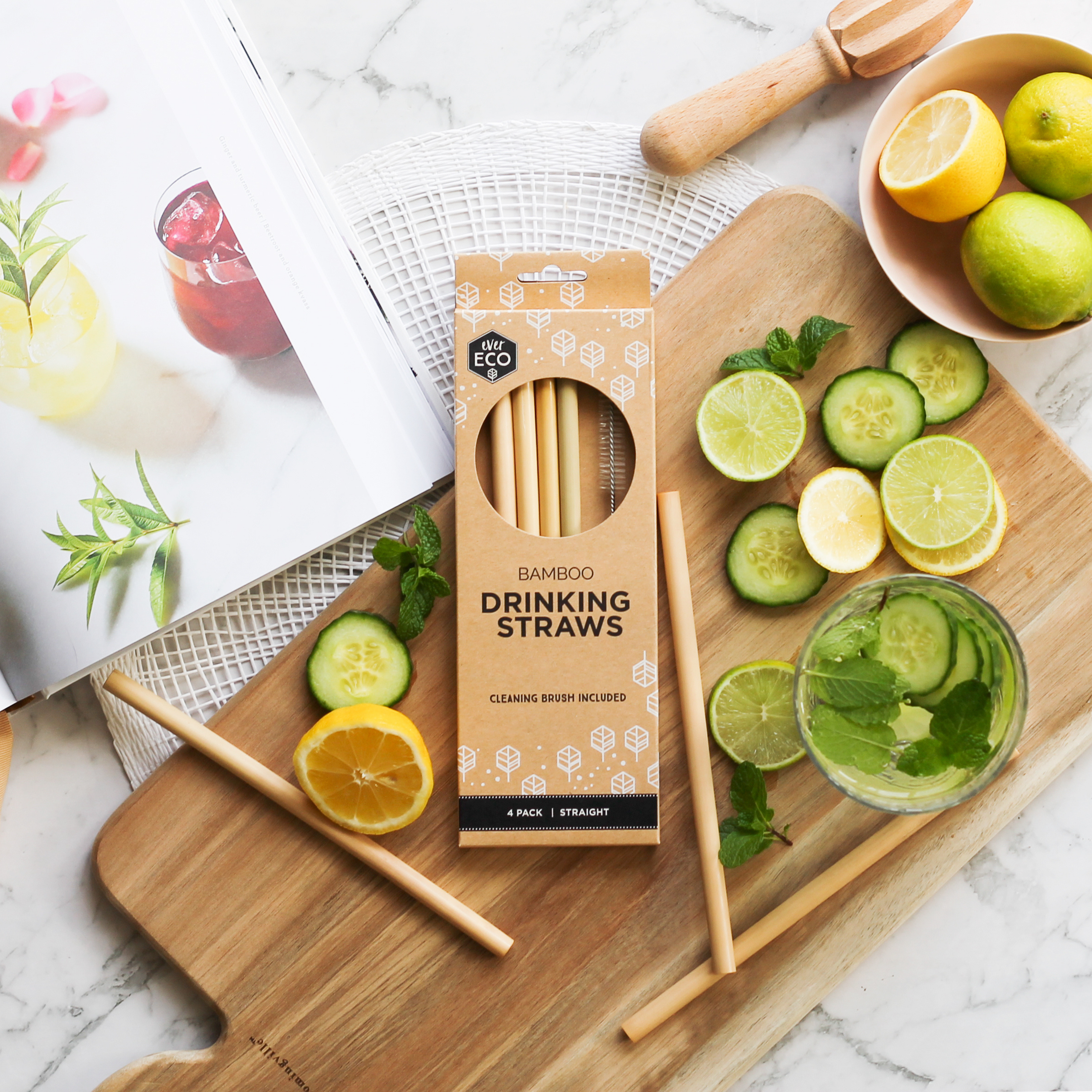 Bamboo Straws - 4 Pack