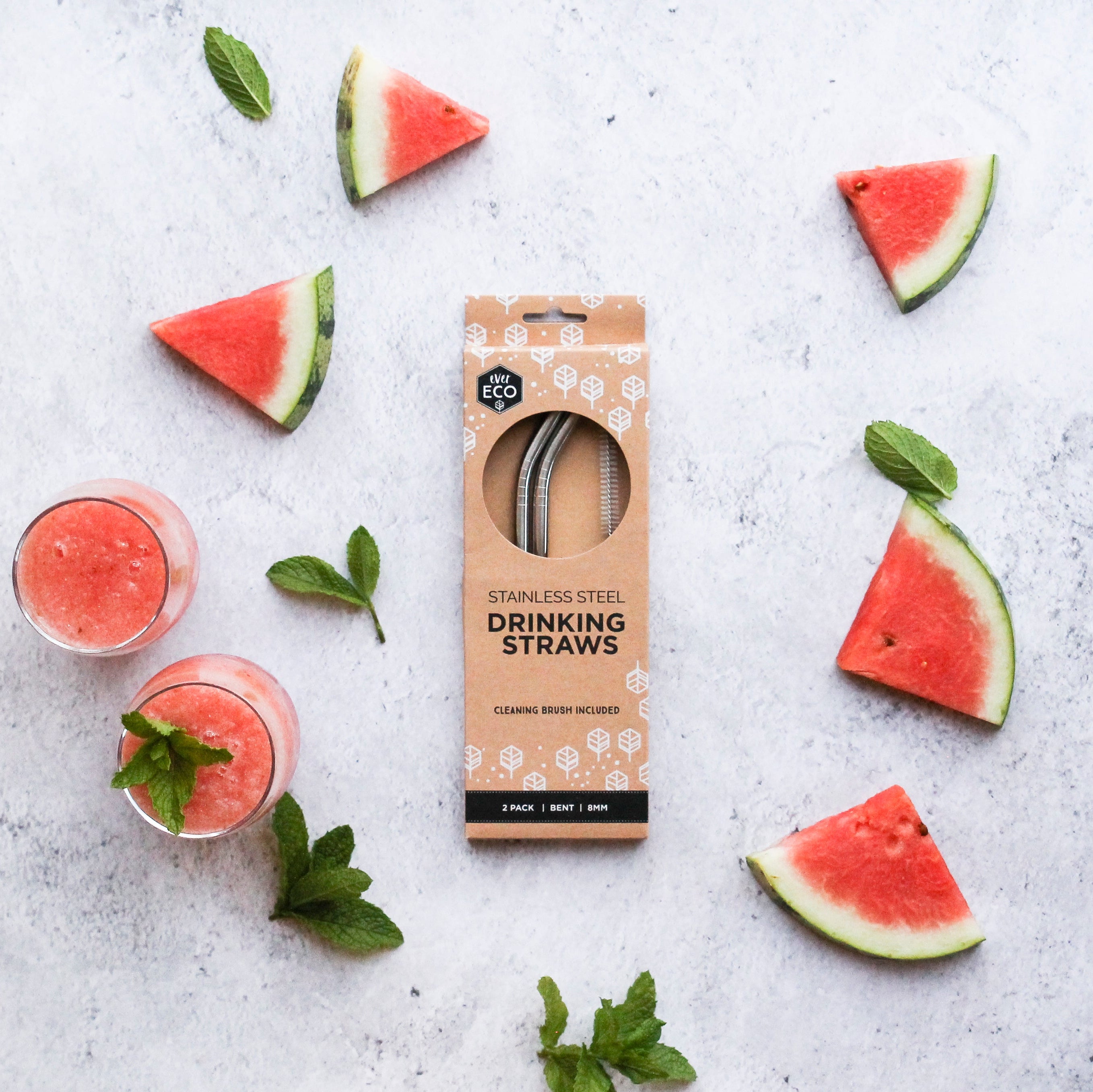 Stainless Steel Straws Bent - 2 Pack