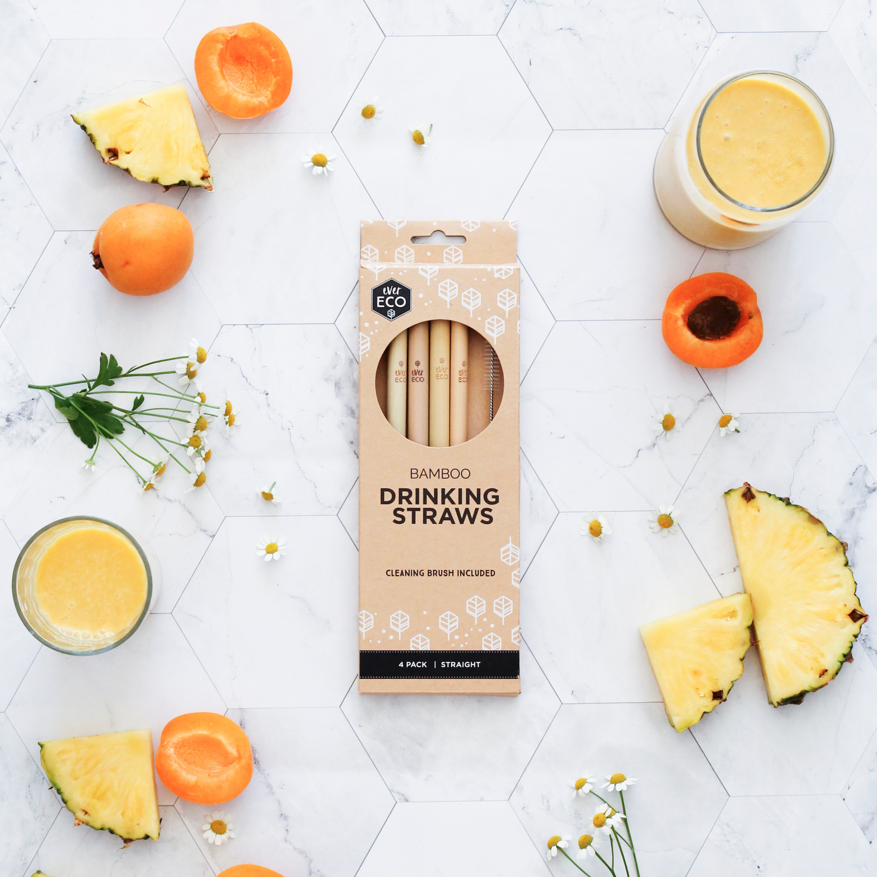 Bamboo Straws - 4 Pack