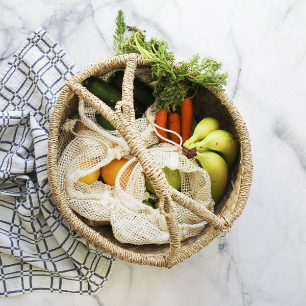 Organic Cotton Net Produce Bags - 4 Pack