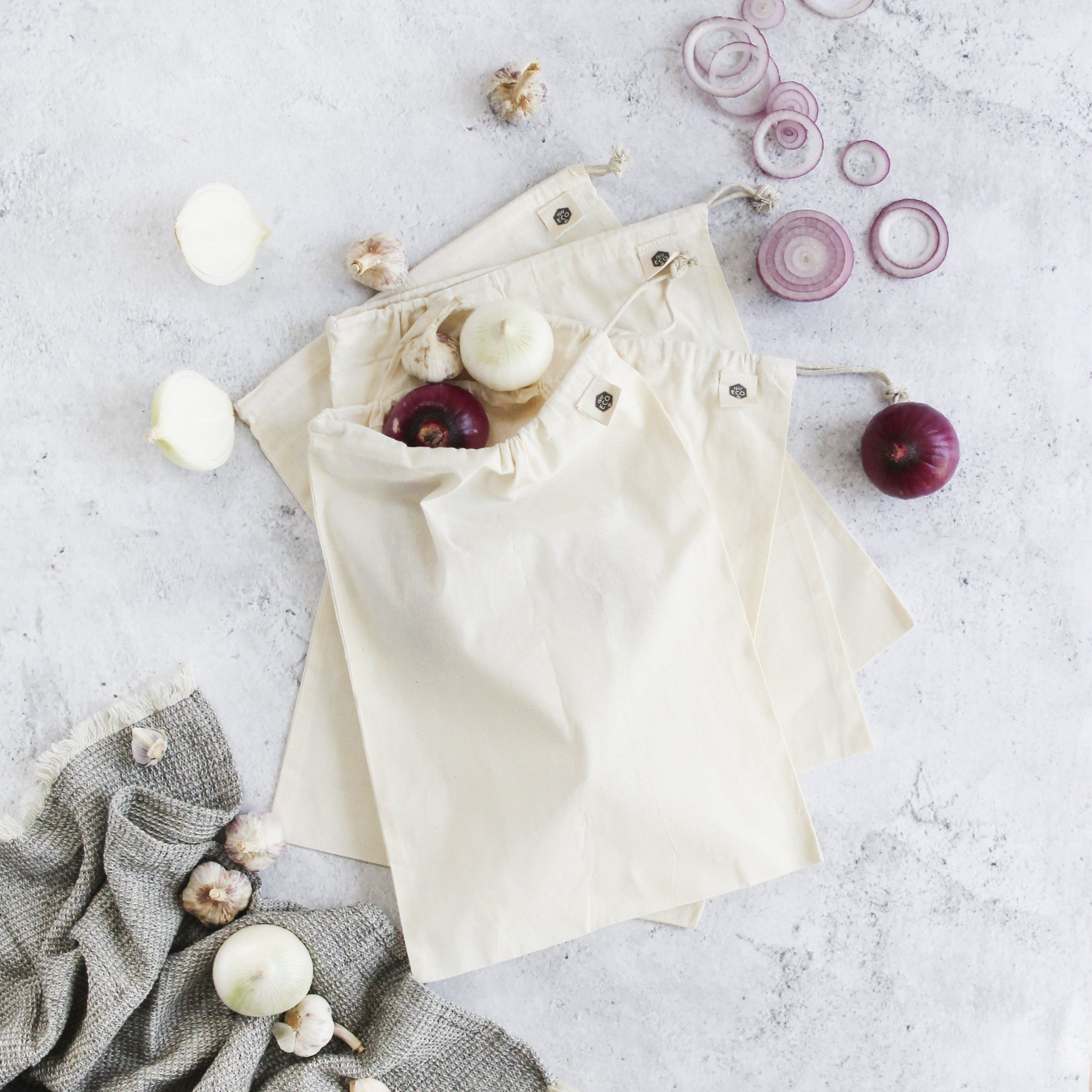 Organic Cotton Muslin Produce Bags - 4 Pack