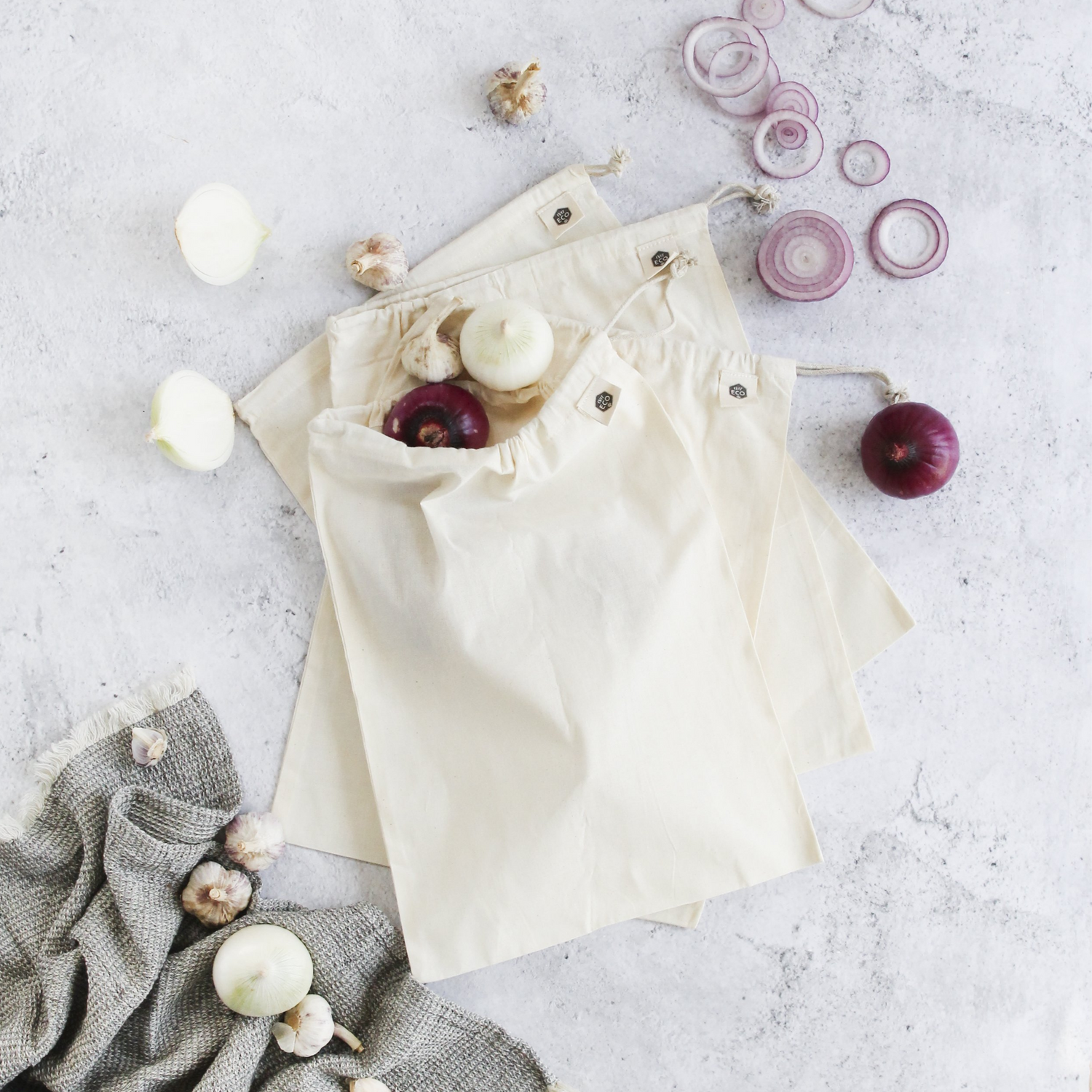 Ever Eco Organic Cotton Muslin Produce Bags - 4 Pack