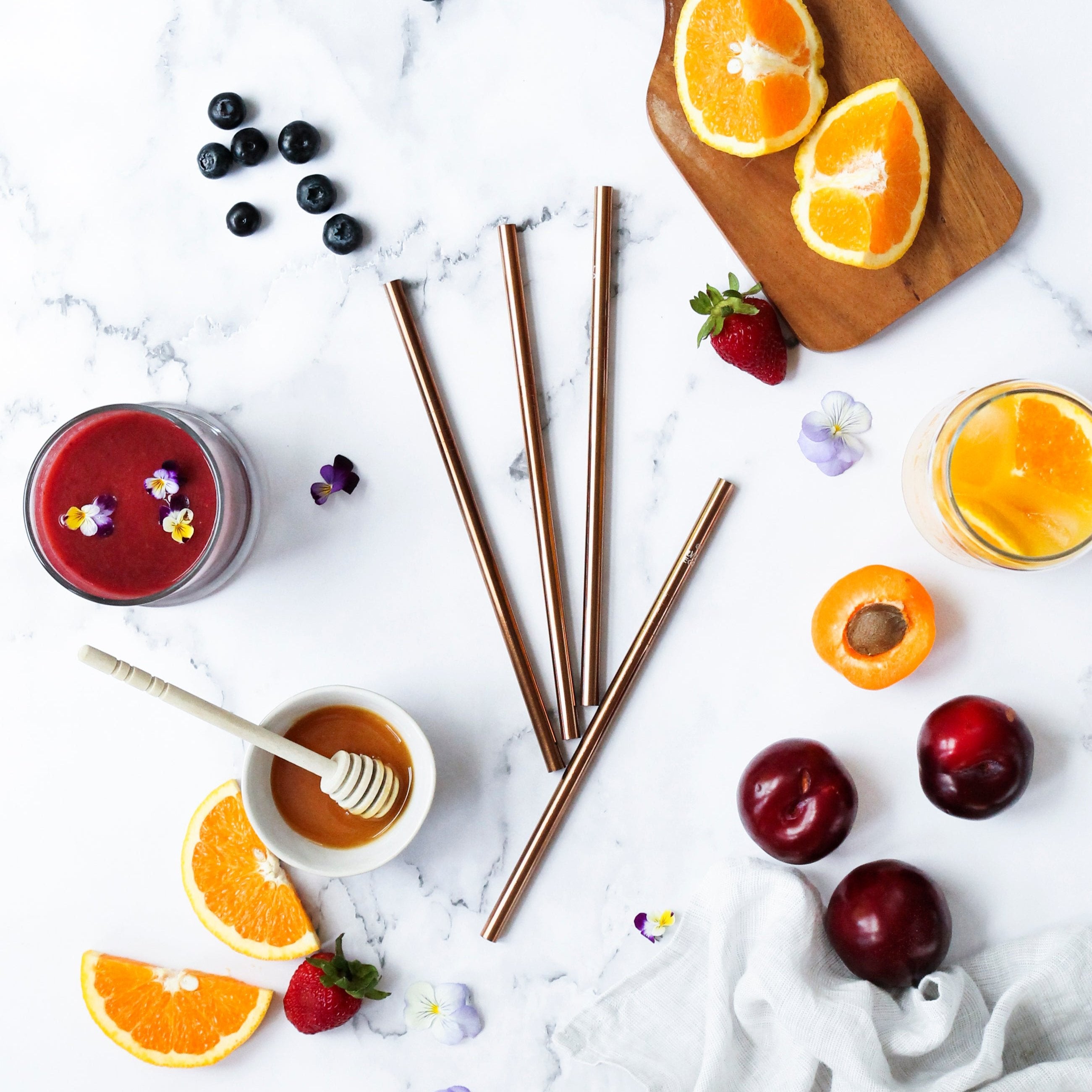 Rose Gold Straws Straight - 4 Pack