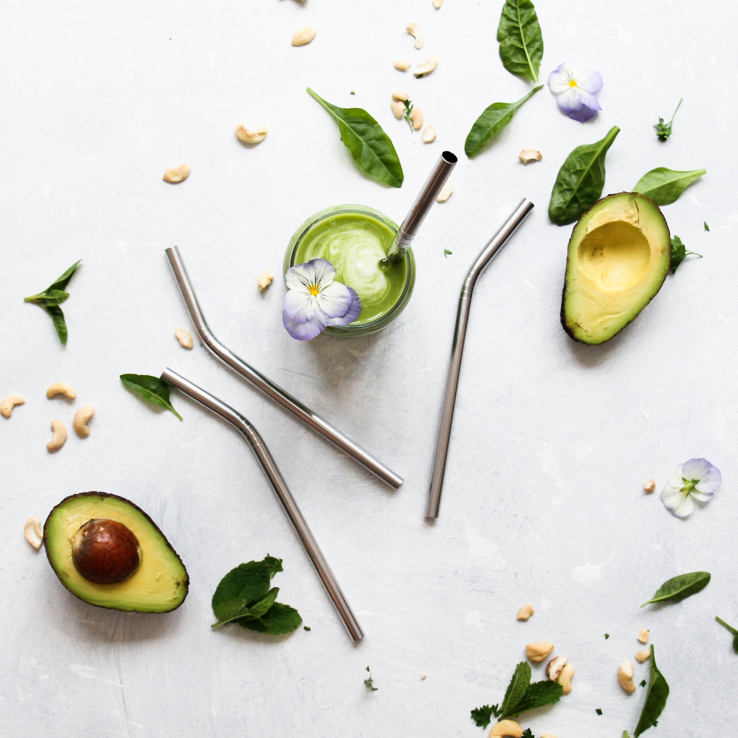 Stainless Steel Smoothie Straws Bent - 4 Pack