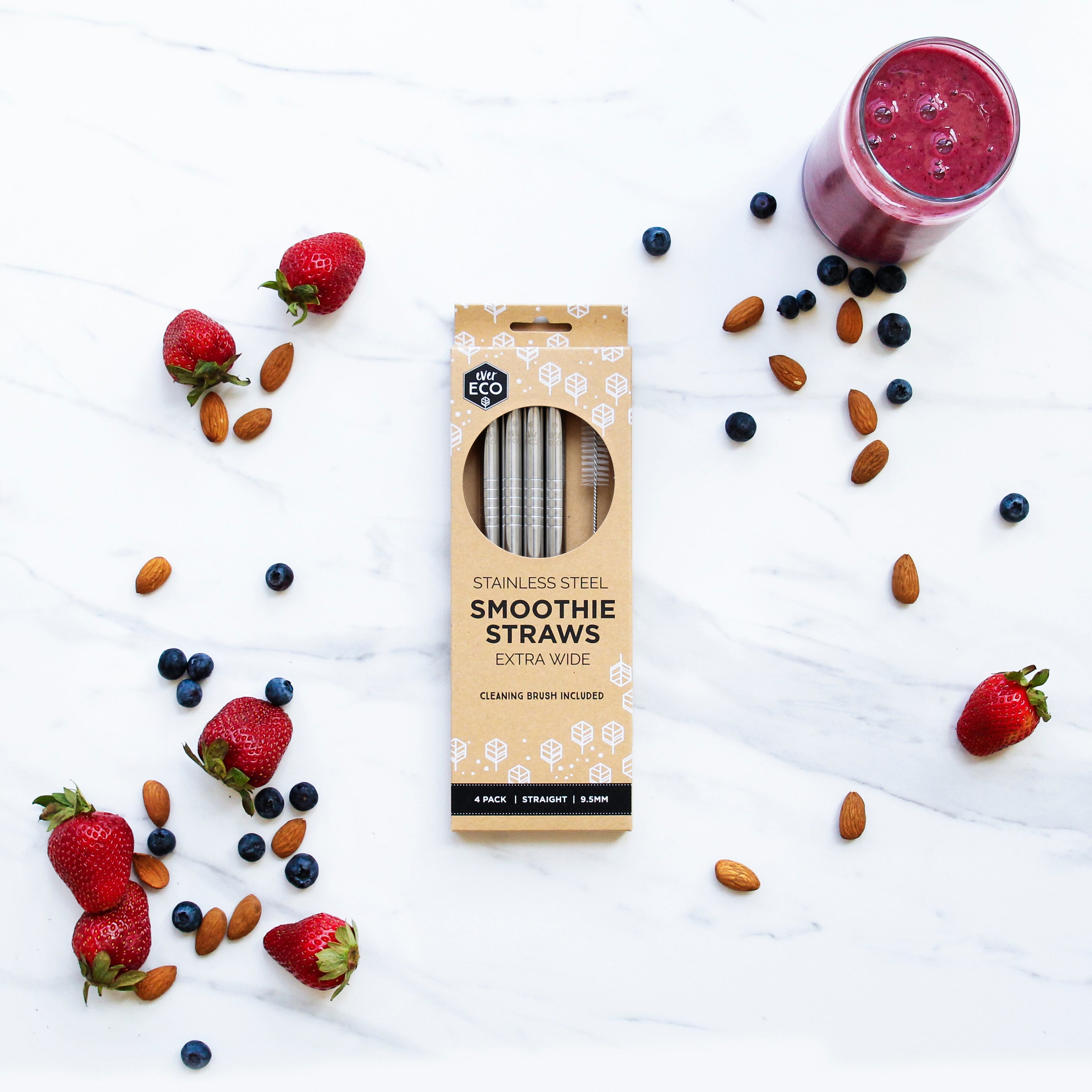 Stainless Steel Smoothie Straws Straight - 4 Pack