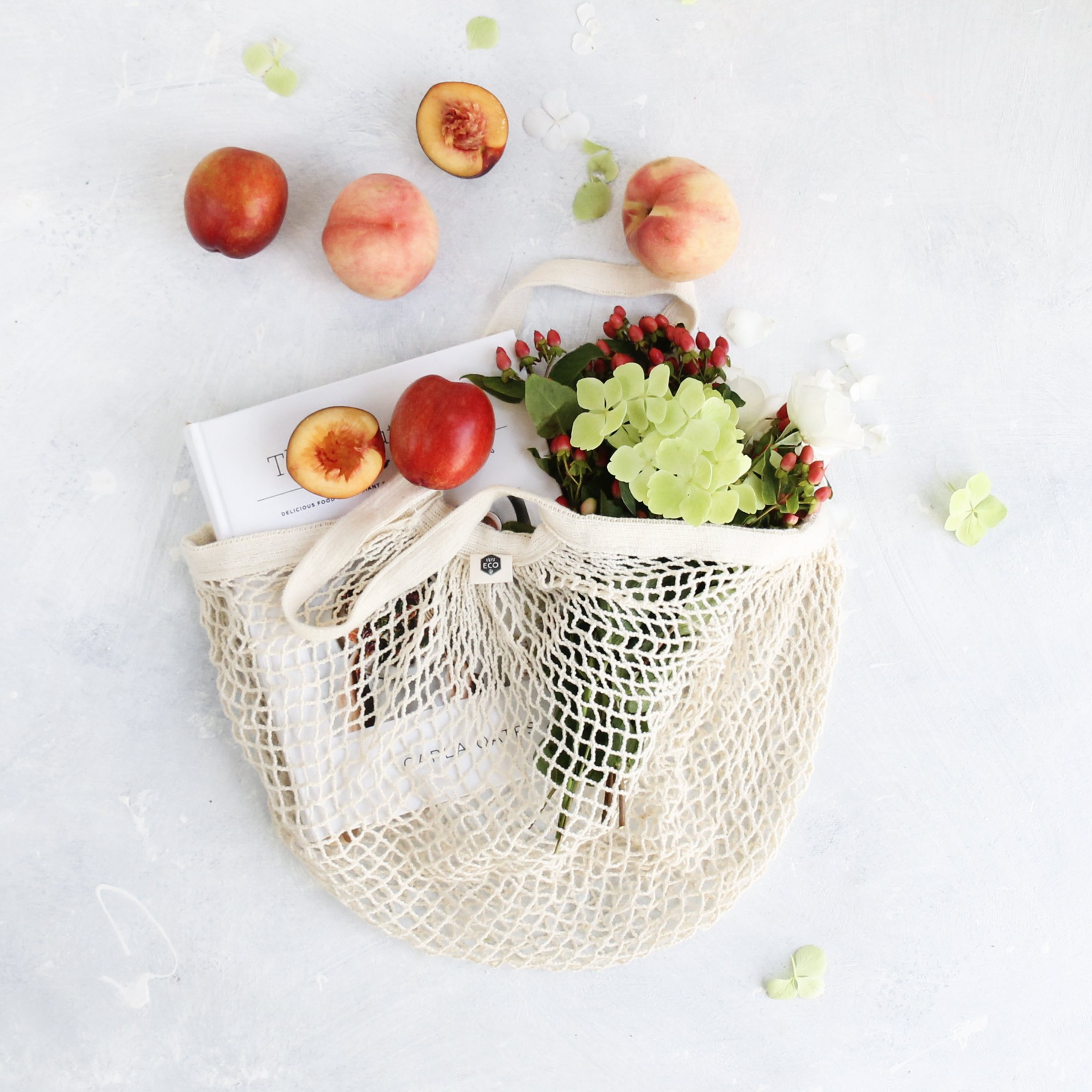 Organic Cotton Net Tote Bag Short Handle
