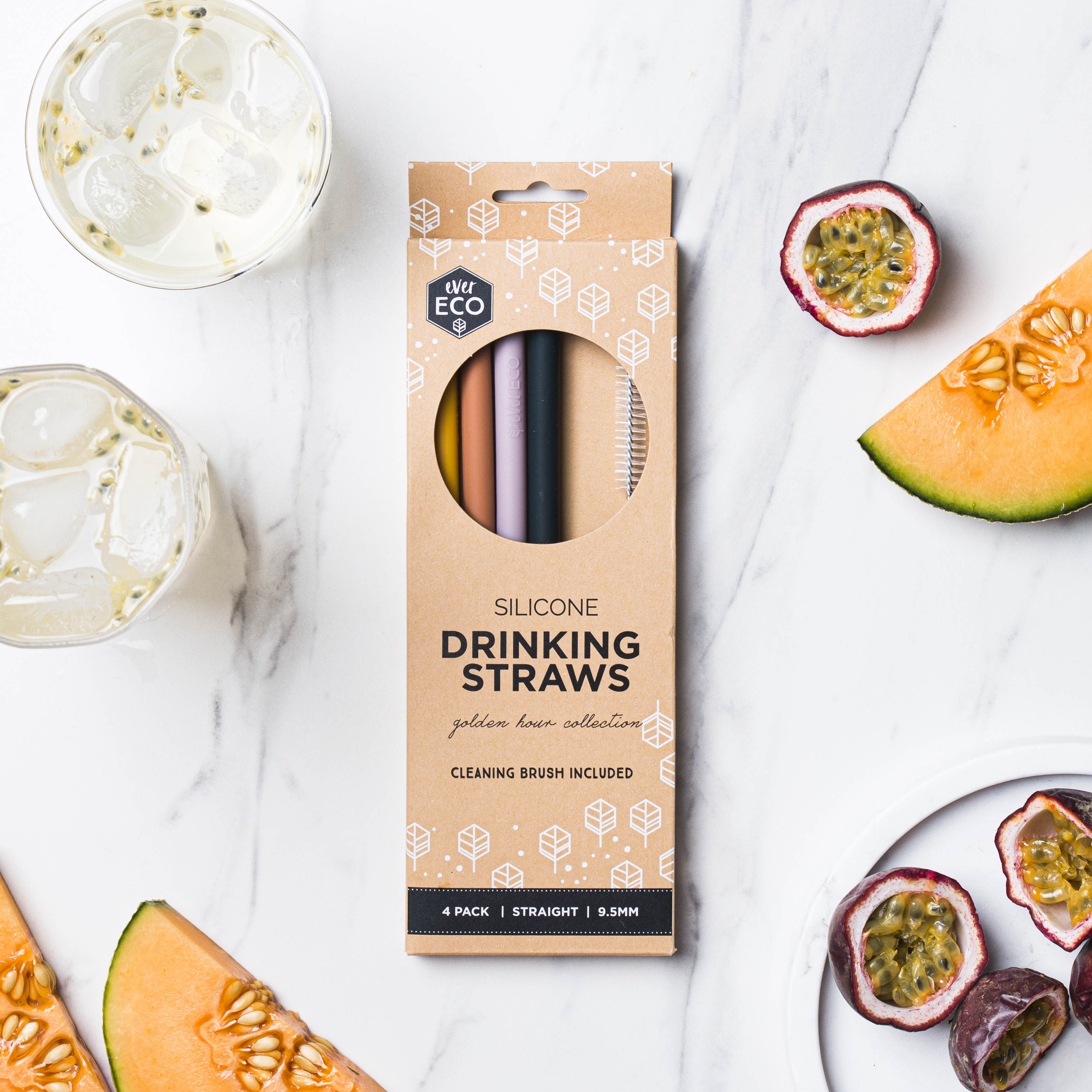 Silicone Straws Golden Hour Straight - 4 Pack