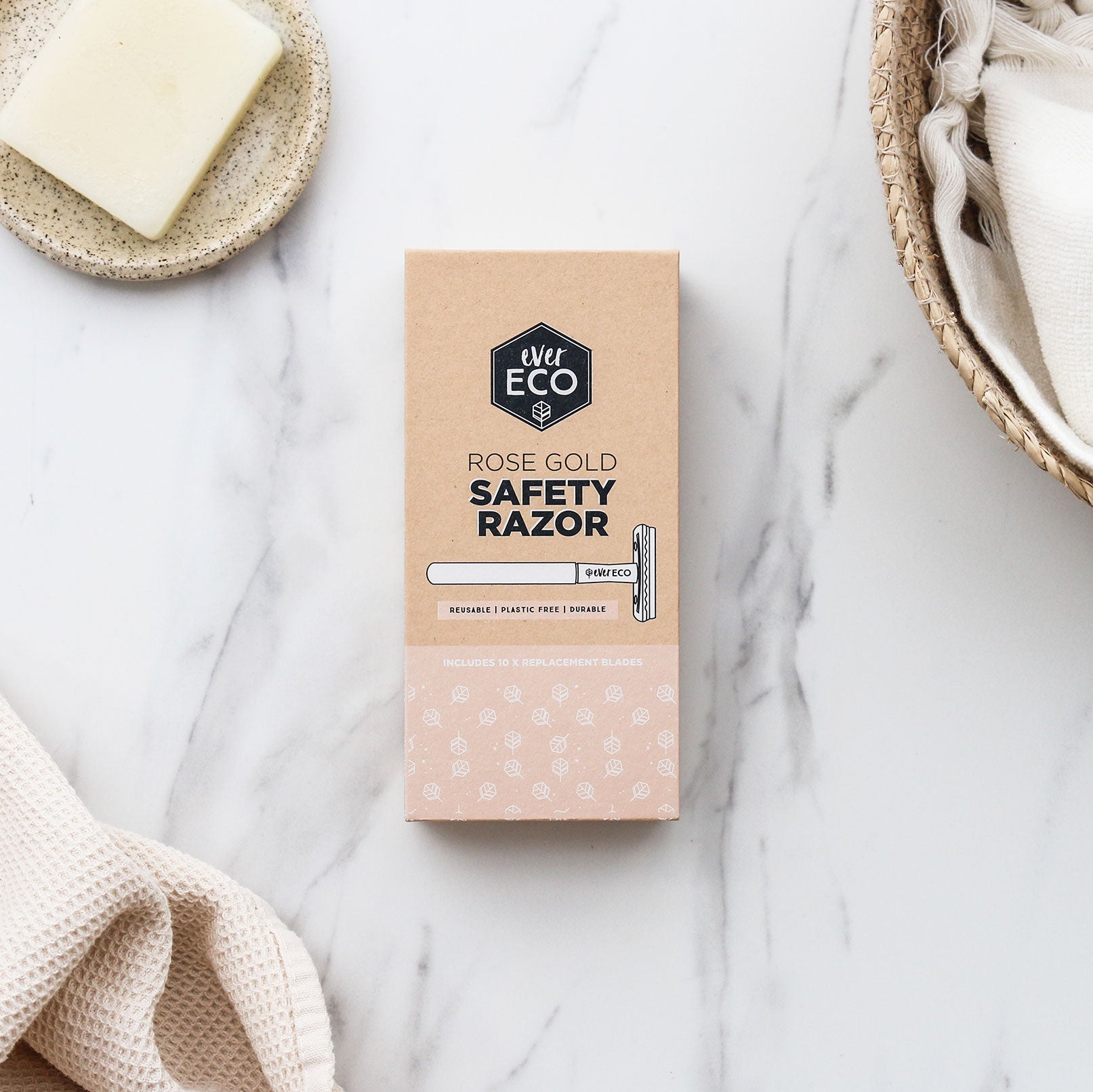 Rose Gold Safety Razor with Replacement Blades