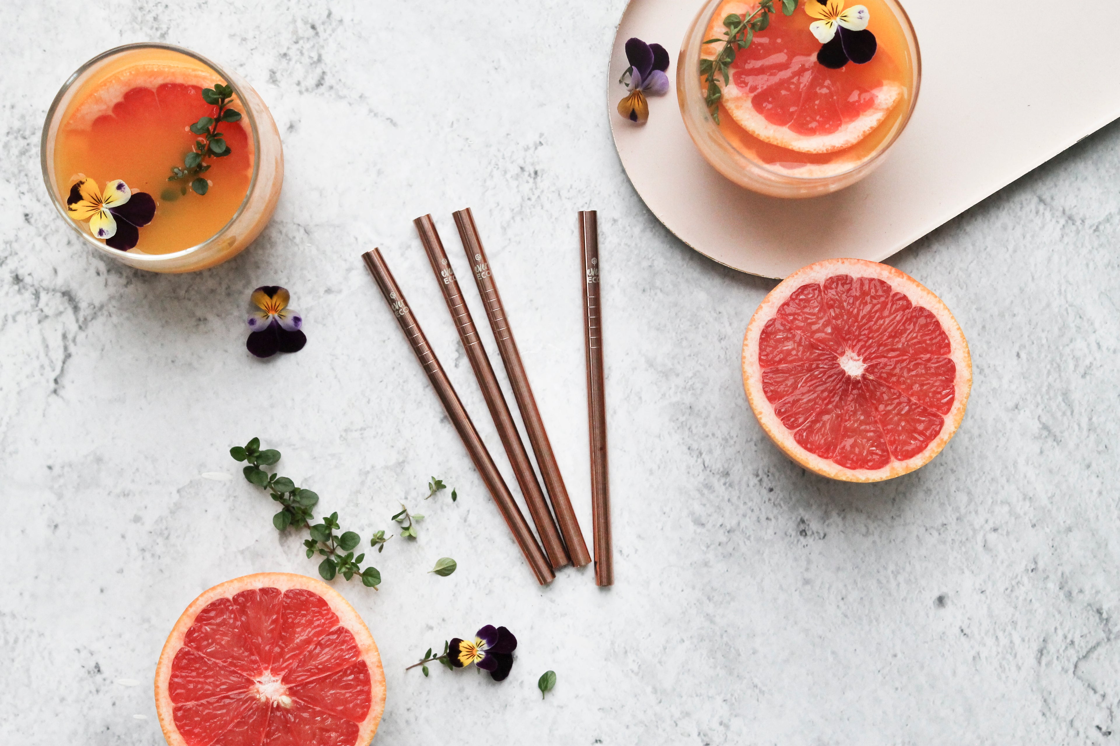 Rose Gold Short Straws Straight - 4 Pack